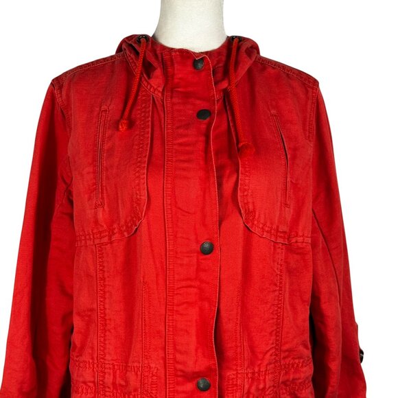 Eddie Bauer Linen Cotton Blend Utility Jacket Coat Orangey-Red Size Medium - Picture 7 of 10